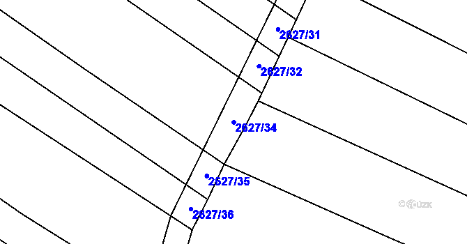Parcela st. 2627/34 v KÚ Mistřice I, Katastrální mapa