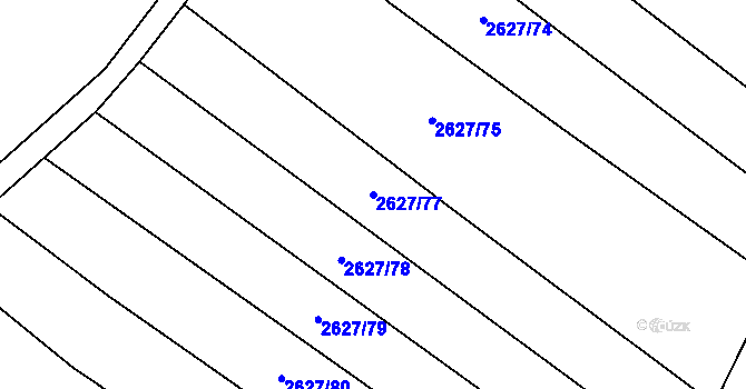 Parcela st. 2627/77 v KÚ Mistřice I, Katastrální mapa