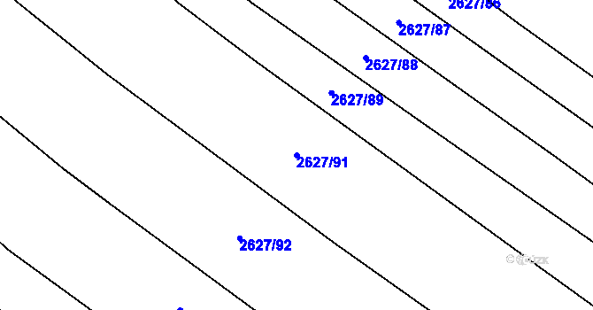 Parcela st. 2627/91 v KÚ Mistřice I, Katastrální mapa