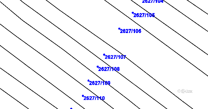 Parcela st. 2627/107 v KÚ Mistřice I, Katastrální mapa