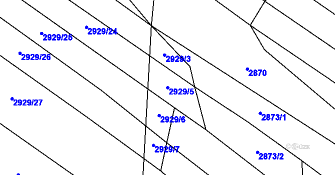 Parcela st. 2929/5 v KÚ Mistřice I, Katastrální mapa