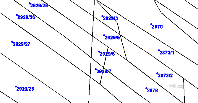 Parcela st. 2929/6 v KÚ Mistřice I, Katastrální mapa