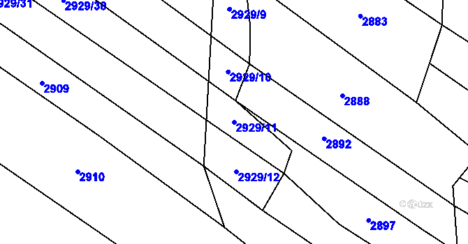 Parcela st. 2929/11 v KÚ Mistřice I, Katastrální mapa