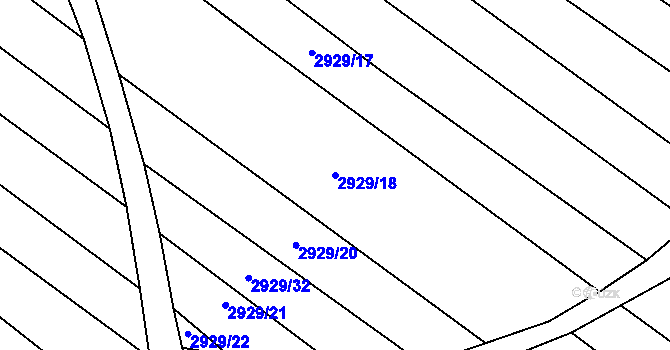 Parcela st. 2929/18 v KÚ Mistřice I, Katastrální mapa