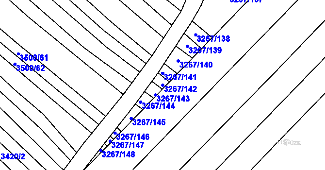 Parcela st. 3267/142 v KÚ Mistřice I, Katastrální mapa