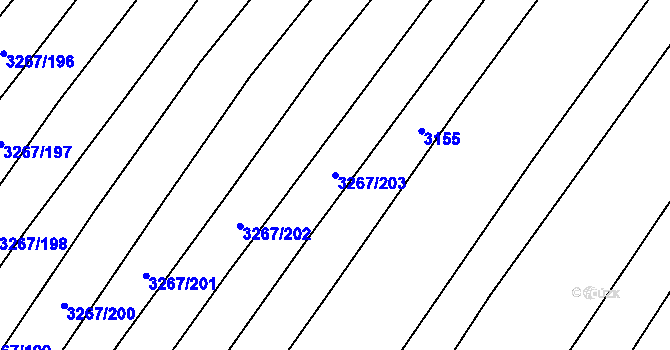 Parcela st. 3267/203 v KÚ Mistřice I, Katastrální mapa