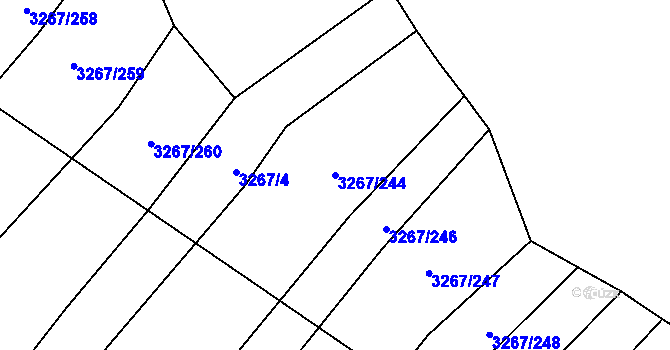 Parcela st. 3267/244 v KÚ Mistřice I, Katastrální mapa