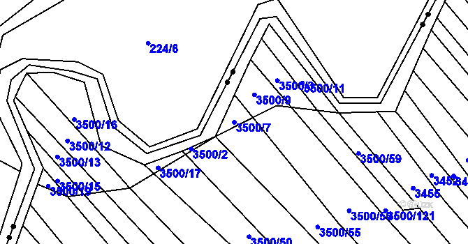 Parcela st. 3500/7 v KÚ Mistřice I, Katastrální mapa