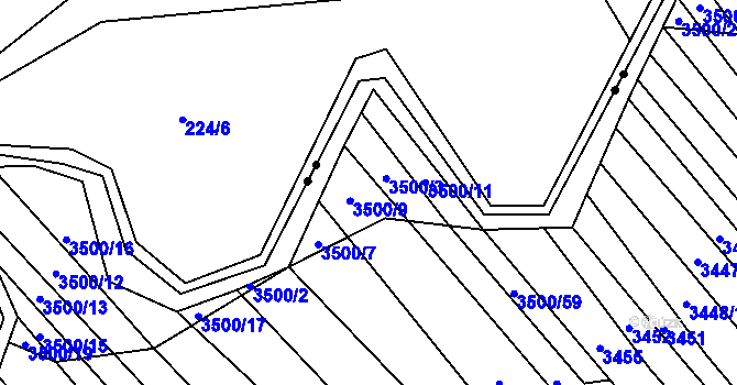Parcela st. 3500/10 v KÚ Mistřice I, Katastrální mapa