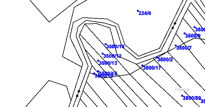 Parcela st. 3500/12 v KÚ Mistřice I, Katastrální mapa