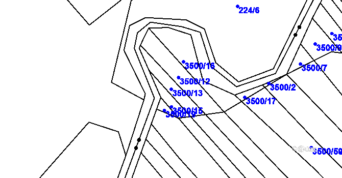 Parcela st. 3500/13 v KÚ Mistřice I, Katastrální mapa