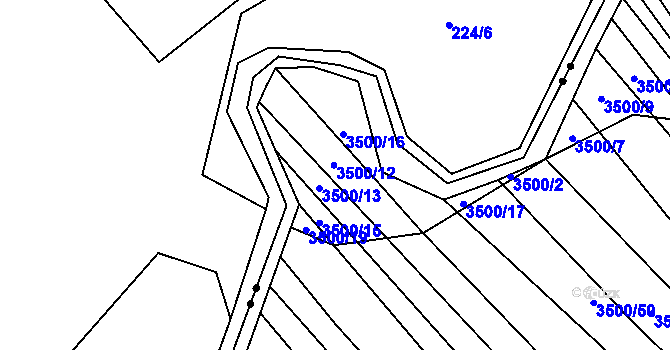 Parcela st. 3500/14 v KÚ Mistřice I, Katastrální mapa