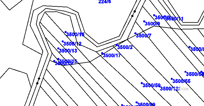 Parcela st. 3500/17 v KÚ Mistřice I, Katastrální mapa