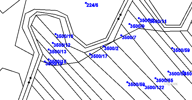 Parcela st. 3500/18 v KÚ Mistřice I, Katastrální mapa