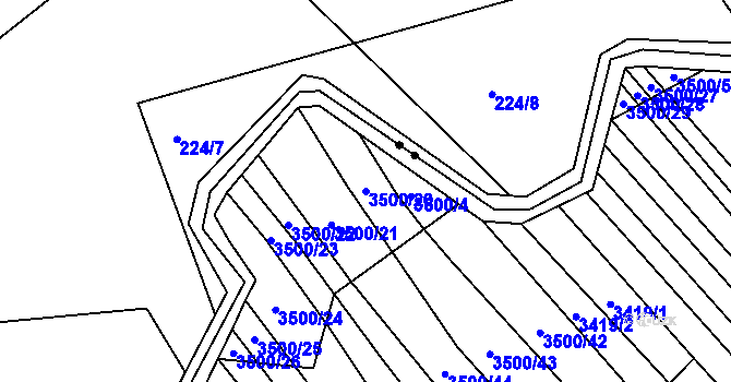 Parcela st. 3500/20 v KÚ Mistřice I, Katastrální mapa