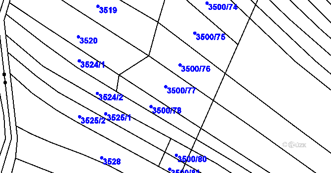 Parcela st. 3500/77 v KÚ Mistřice I, Katastrální mapa