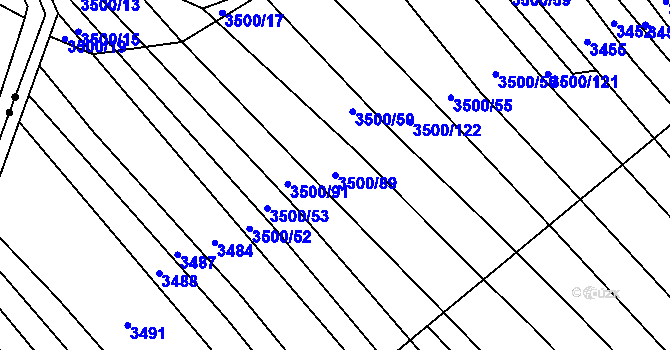 Parcela st. 3500/89 v KÚ Mistřice I, Katastrální mapa