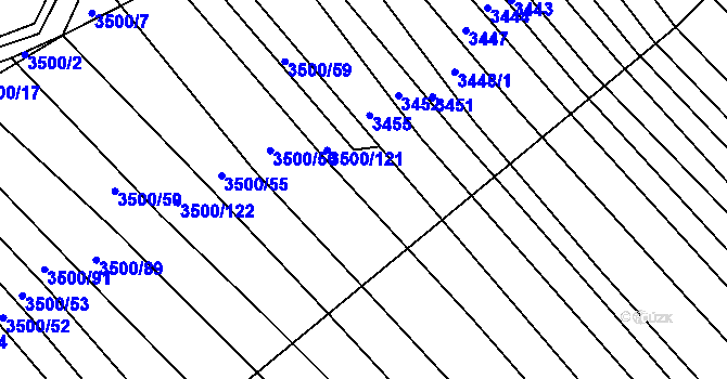 Parcela st. 3500/107 v KÚ Mistřice I, Katastrální mapa