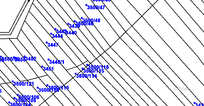 Parcela st. 3500/119 v KÚ Mistřice I, Katastrální mapa