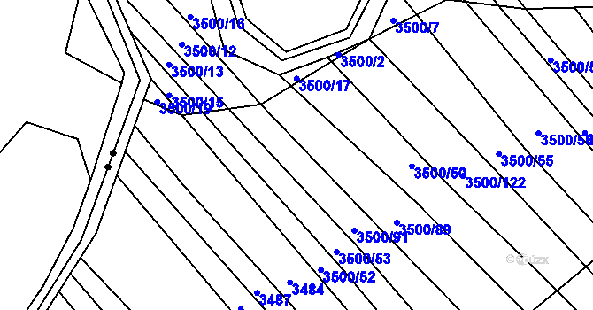 Parcela st. 3500/124 v KÚ Mistřice I, Katastrální mapa
