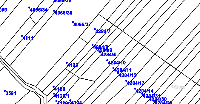 Parcela st. 4284/4 v KÚ Mistřice I, Katastrální mapa