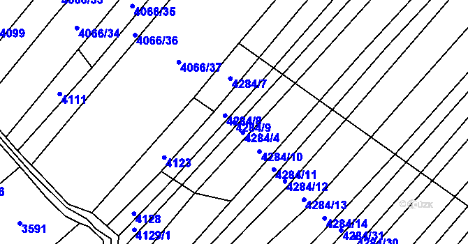 Parcela st. 4284/9 v KÚ Mistřice I, Katastrální mapa