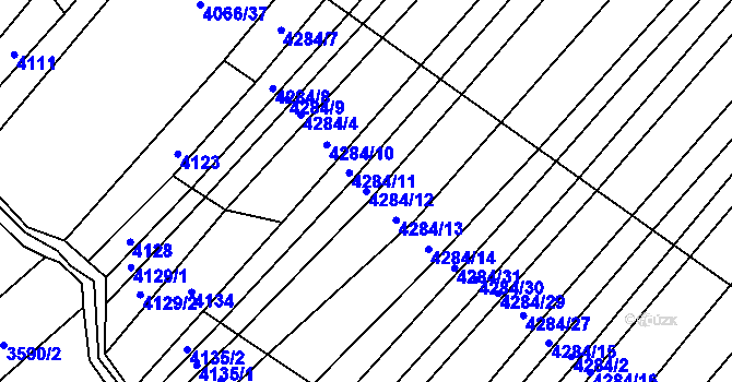 Parcela st. 4284/12 v KÚ Mistřice I, Katastrální mapa