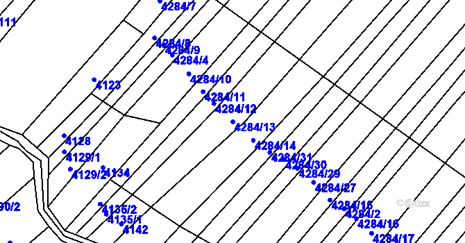 Parcela st. 4284/13 v KÚ Mistřice I, Katastrální mapa