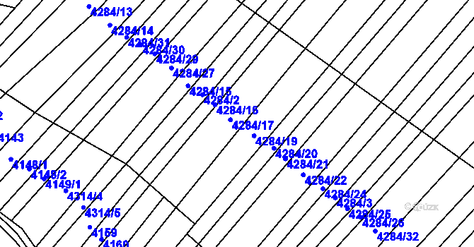 Parcela st. 4284/18 v KÚ Mistřice I, Katastrální mapa