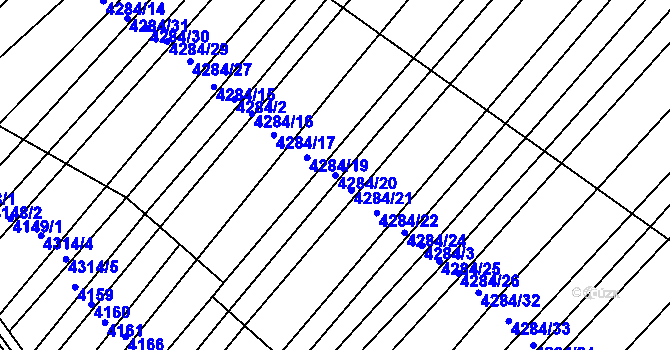 Parcela st. 4284/20 v KÚ Mistřice I, Katastrální mapa