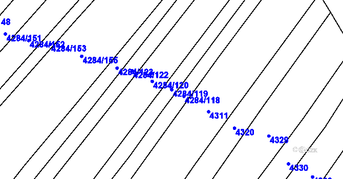 Parcela st. 4284/119 v KÚ Mistřice I, Katastrální mapa