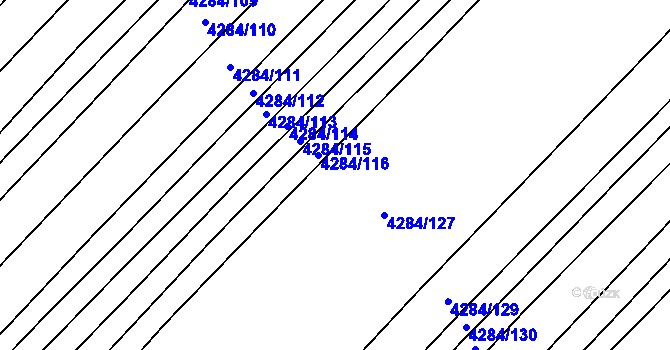 Parcela st. 4284/124 v KÚ Mistřice I, Katastrální mapa
