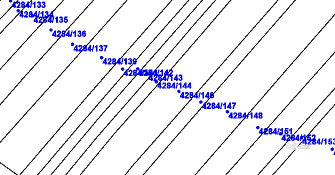 Parcela st. 4284/145 v KÚ Mistřice I, Katastrální mapa