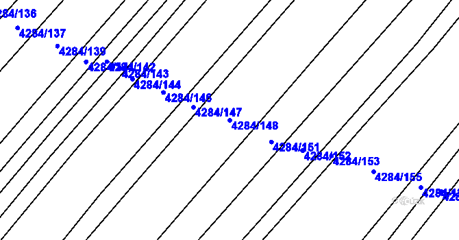 Parcela st. 4284/148 v KÚ Mistřice I, Katastrální mapa