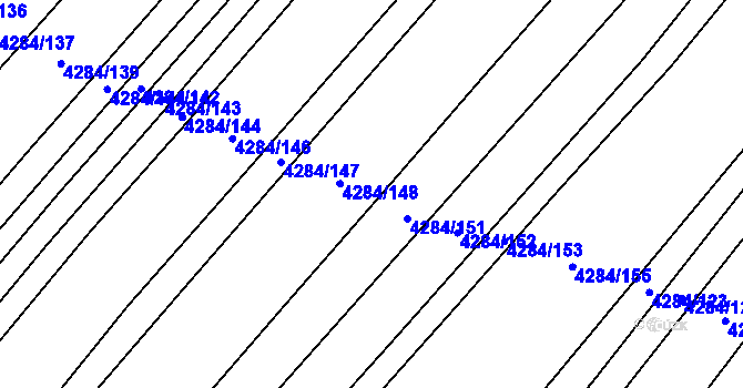 Parcela st. 4284/150 v KÚ Mistřice I, Katastrální mapa
