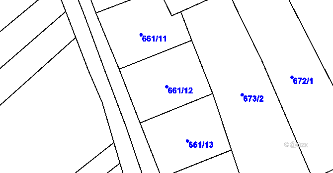 Parcela st. 661/12 v KÚ Mistřice I, Katastrální mapa