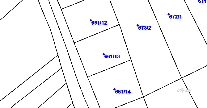 Parcela st. 661/13 v KÚ Mistřice I, Katastrální mapa