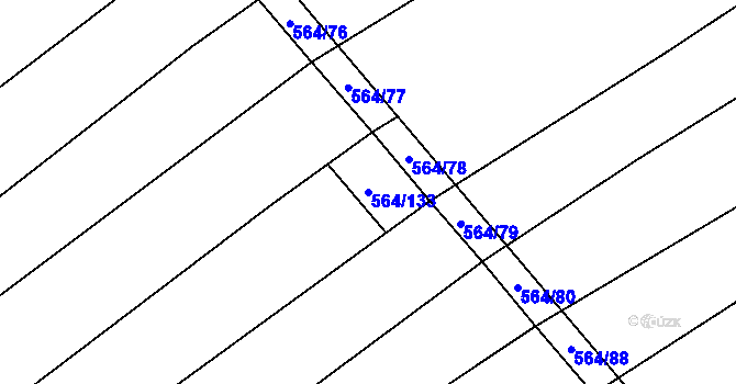 Parcela st. 564/133 v KÚ Mistřice I, Katastrální mapa