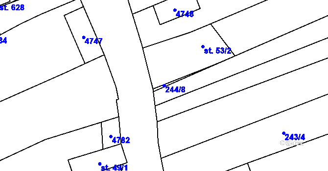 Parcela st. 244/8 v KÚ Mistřice I, Katastrální mapa