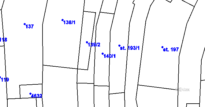 Parcela st. 140/1 v KÚ Mistřice I, Katastrální mapa