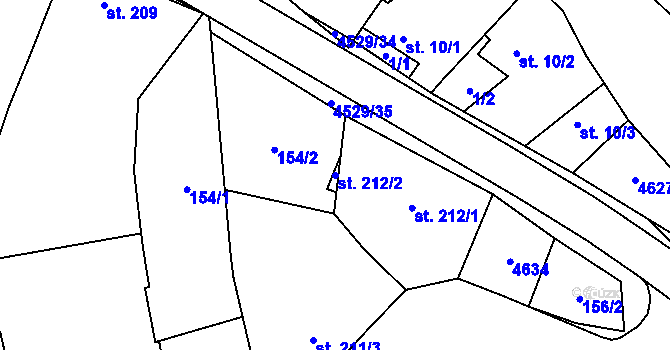 Parcela st. 212/2 v KÚ Mistřice I, Katastrální mapa