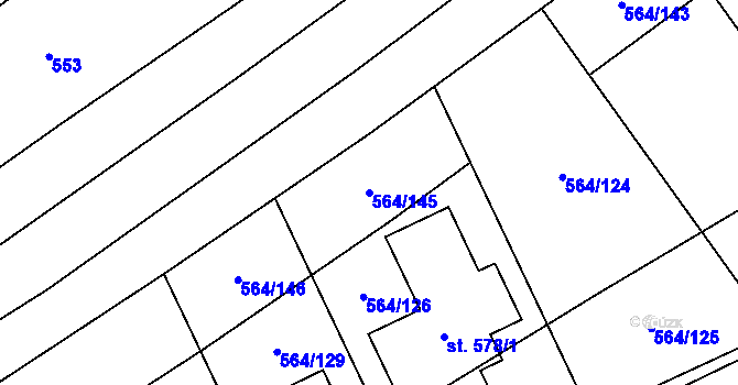 Parcela st. 564/145 v KÚ Mistřice I, Katastrální mapa