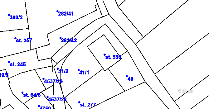 Parcela st. 556 v KÚ Mistřice I, Katastrální mapa
