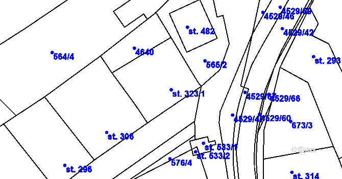 Parcela st. 323/1 v KÚ Mistřice I, Katastrální mapa