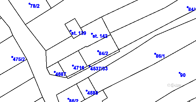 Parcela st. 84/2 v KÚ Mistřice I, Katastrální mapa
