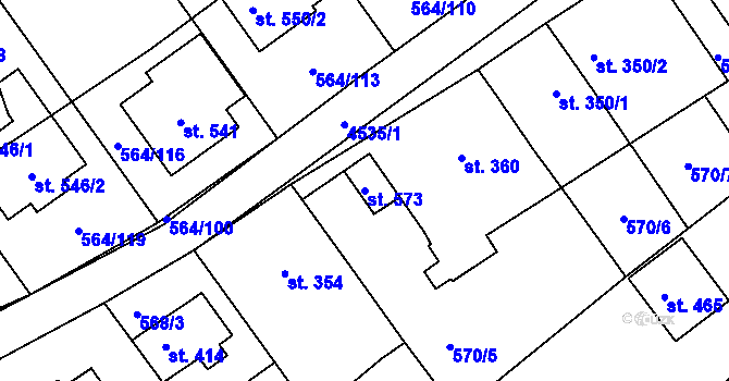 Parcela st. 573 v KÚ Mistřice I, Katastrální mapa