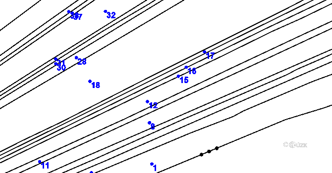 Parcela st. 14 v KÚ Mistřice II, Katastrální mapa