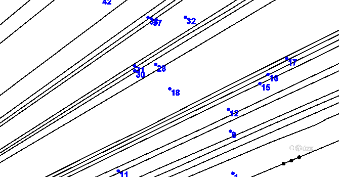 Parcela st. 18 v KÚ Mistřice II, Katastrální mapa
