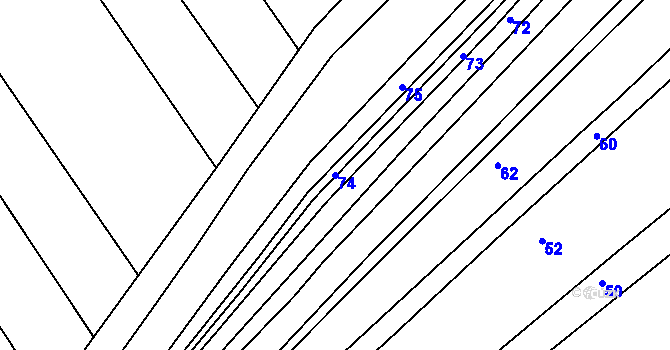 Parcela st. 74 v KÚ Mistřice II, Katastrální mapa