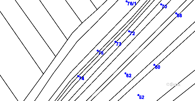 Parcela st. 75 v KÚ Mistřice II, Katastrální mapa